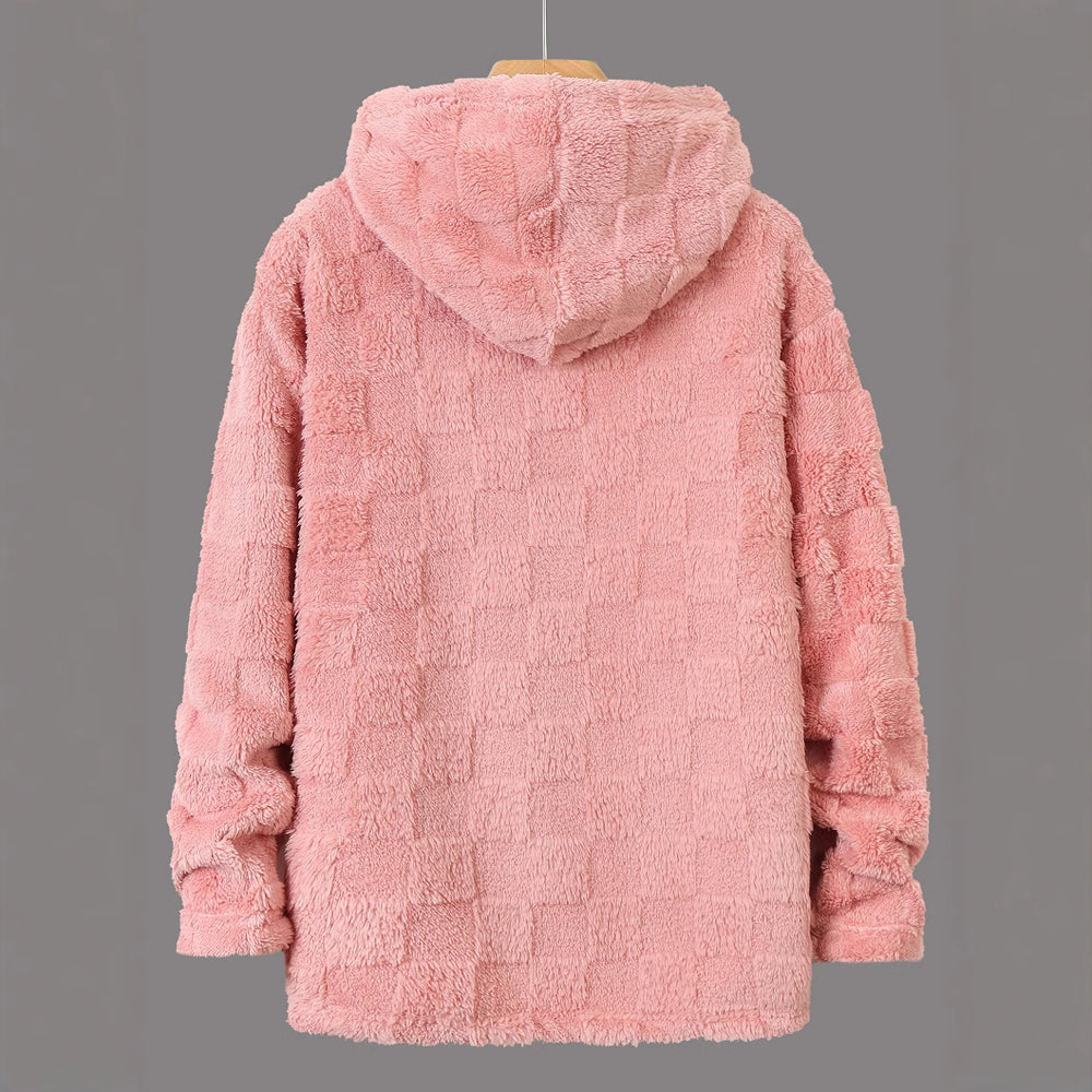 Damen Flauschige Fleecejacke mit Kapuze R&B