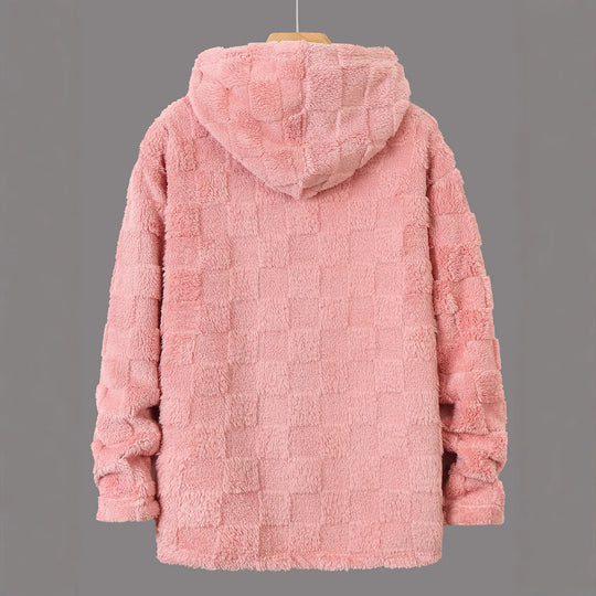 Damen Flauschige Fleecejacke mit Kapuze R&B