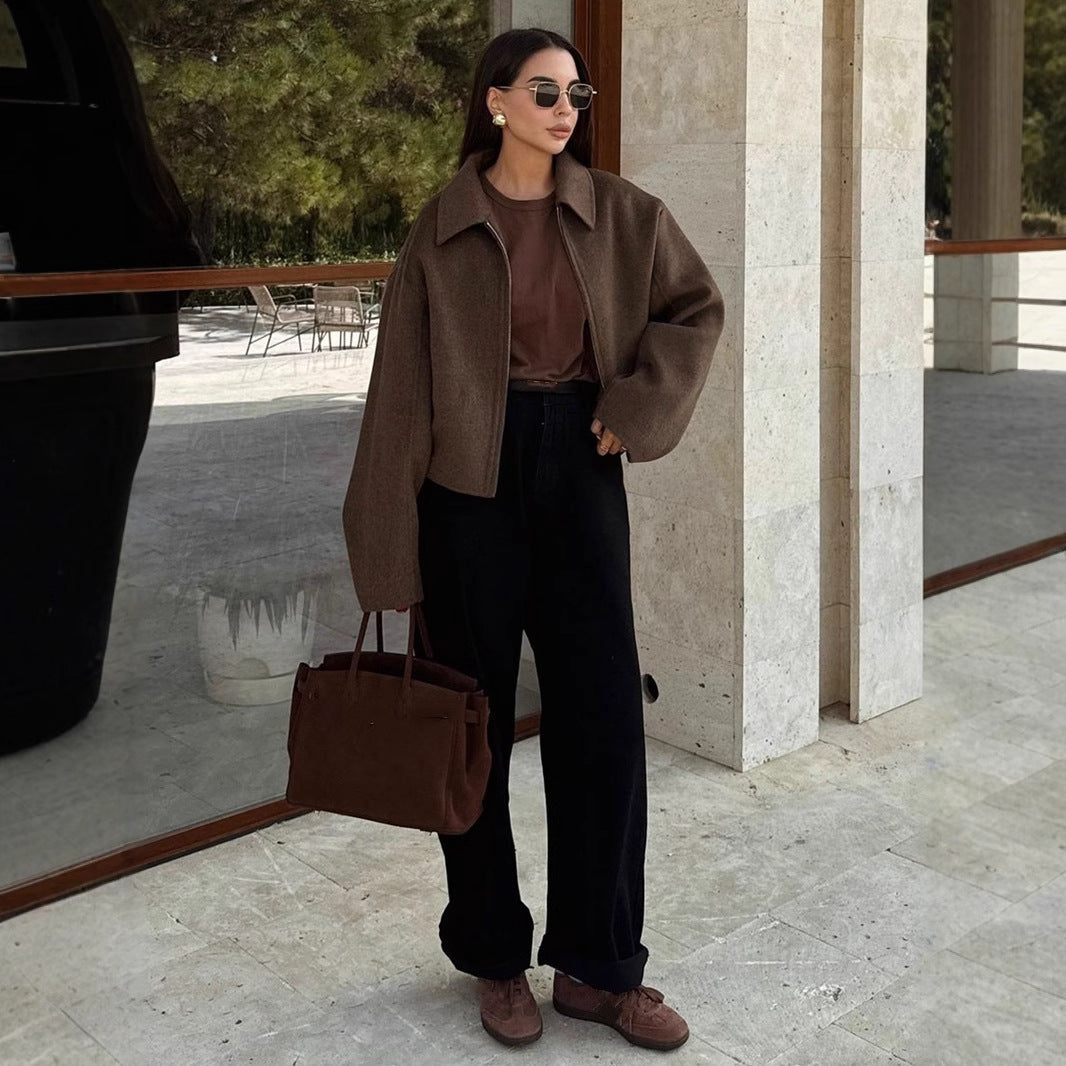Damen Kapuzenjacke im Vintage-Stil mit oversized Schnitt und Reißverschluss R&B