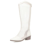 Damen Modische Stiefel mit transparentem Netzdesign und komfortablem Blockabsatz