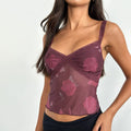 Damen Spitzen-Crop-Top mit floralen Motiven R&B