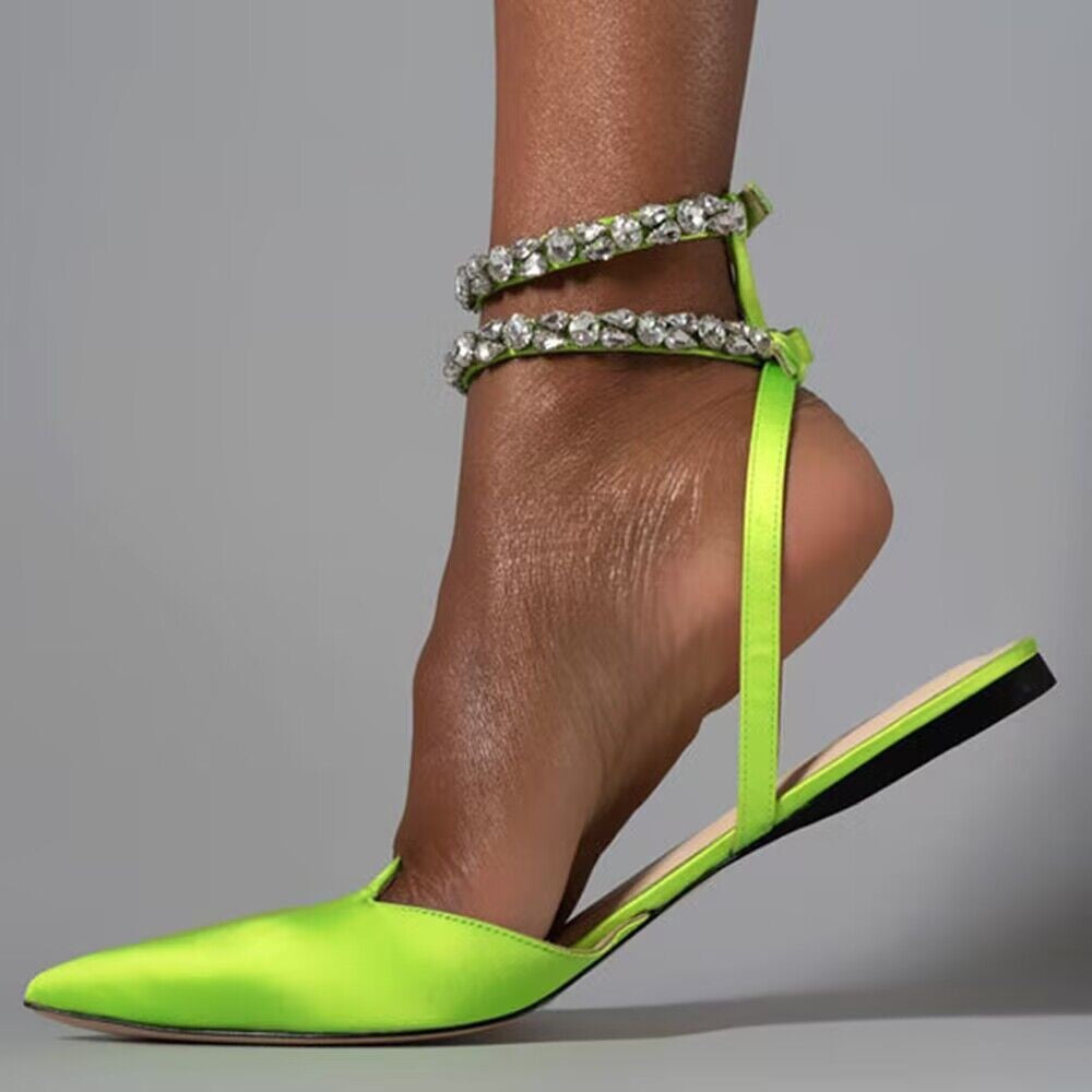 Damen elegante Slingback-Ballerinas mit funkelnden Strass-Details R&B