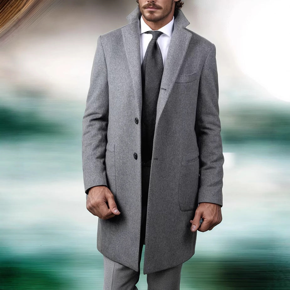 Herren eleganter Wollmantel mit schlanker Silhouette R&B
