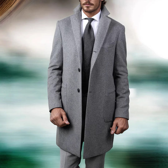 Herren eleganter Wollmantel mit schlanker Silhouette R&B