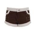 Damen Zarte Biker-Shorts mit Fleece-Besatz und Metallnieten R&B