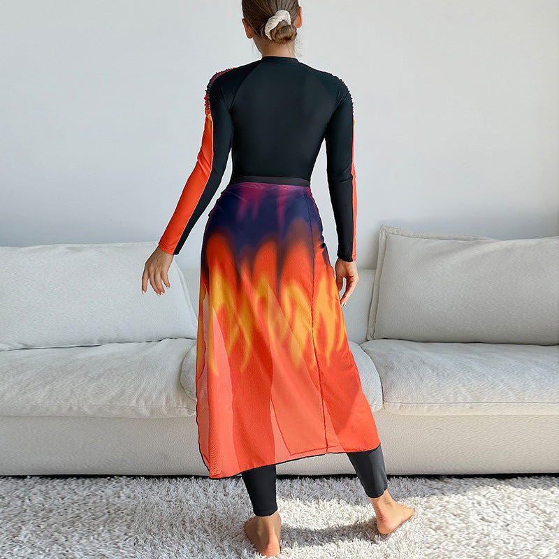 Damen Sportlicher Einteiler mit hohem Kragen und seitlichem Wickel-Design R&B