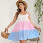 Damen luftiges, mehrfarbiges Sommerkleid mit verstellbaren Trägern R&B