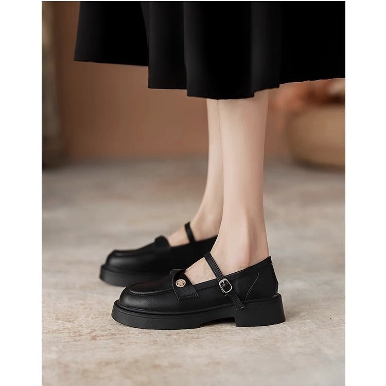 Damen elegante Mary Jane Loafers mit modischem Riemchen und komfortablem Fußbett R&B