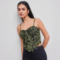 Damen Spitzentop mit floralen Akzenten und asymmetrischem Schnitt R&B