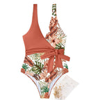 Damen Einteiler Badeanzug mit verspieltem Wickel-Design R&B