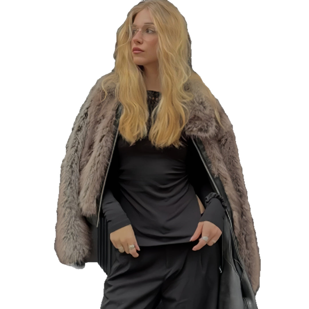 Damen Kunstpelzjacke mit voluminösen Ärmeln R&B