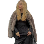 Damen Kunstpelzjacke mit voluminösen Ärmeln R&B