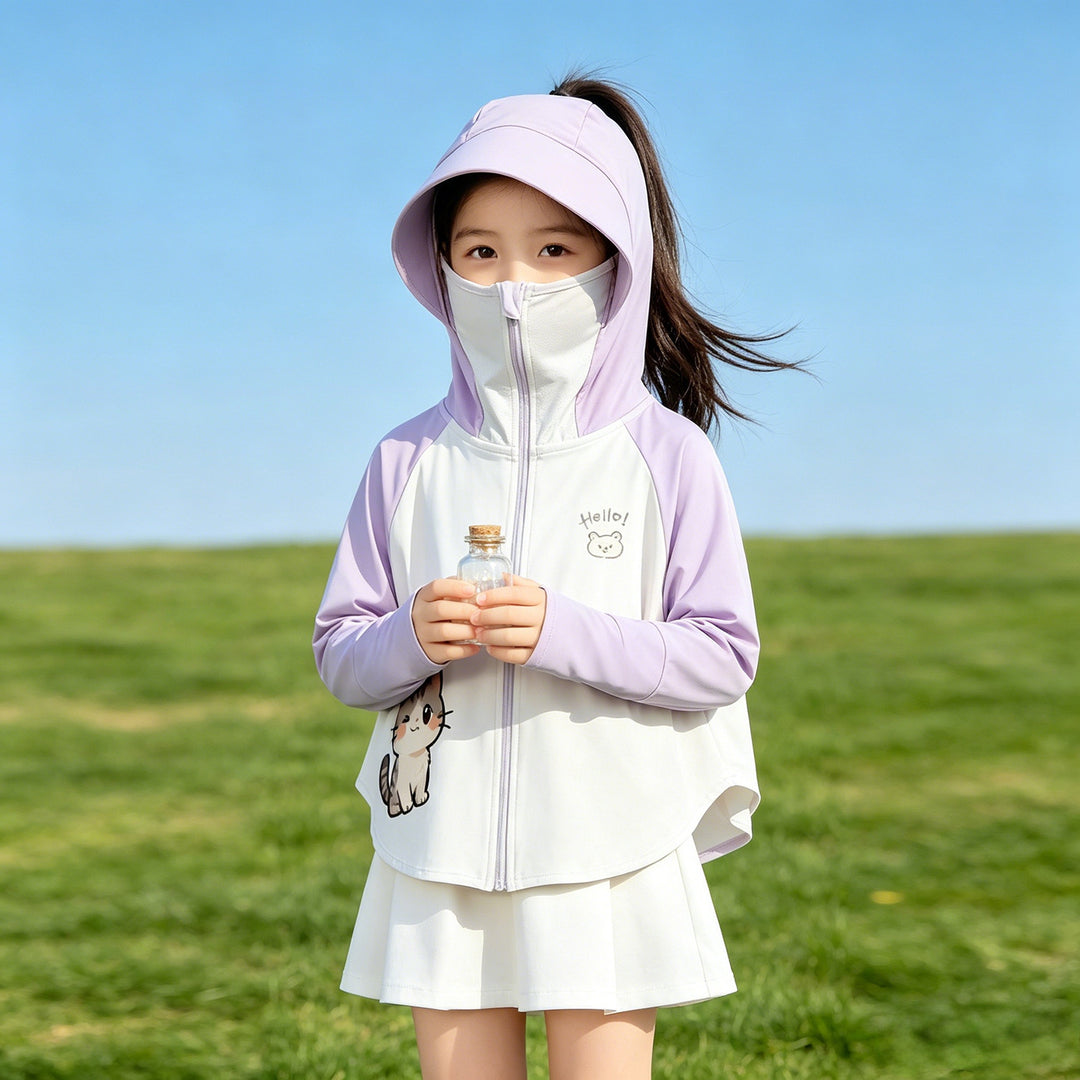 Kinder Sonnenschutzjacke mit Kapuze und atmungsaktivem Stoff R&B