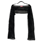 Damen gehäkeltes Langarm-Top mit Off-Shoulder-Design R&B