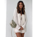 Damen lässiger Cardigan mit tiefem V-Ausschnitt und lockerer Passform R&B