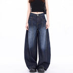 Damen Weite Denim-Hose mit hohem Bund und trendigem Schnitt R&B