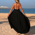 Damen eleganter Häkel-Strandüberwurf mit tiefem V-Ausschnitt und fließendem Schnitt R&B