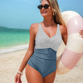 Damen Eleganter Einteiler Badeanzug mit modischem Streifenmuster R&B