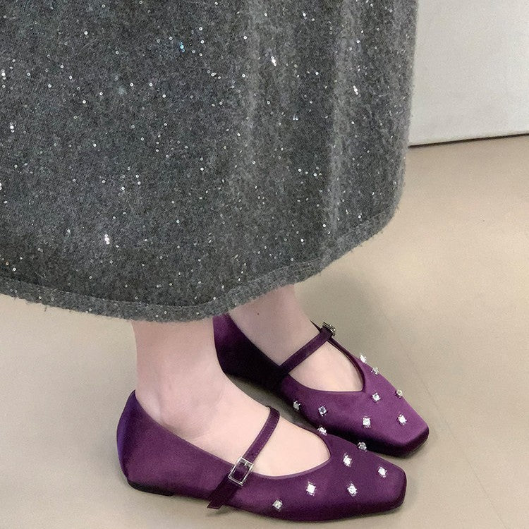Damen Ballerinas mit dekorativen Strassdetails und komfortablem Riemchen R&B