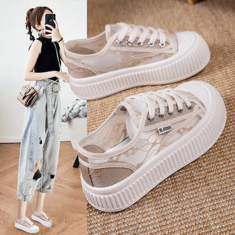Damen Sneaker mit transparenter Spitze und extrahoher Sohle R&B