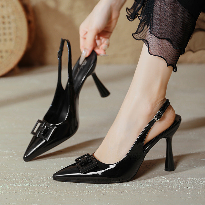 Damen Slingback-Pumps mit elegantem Verstellriemen und modischem Glanz