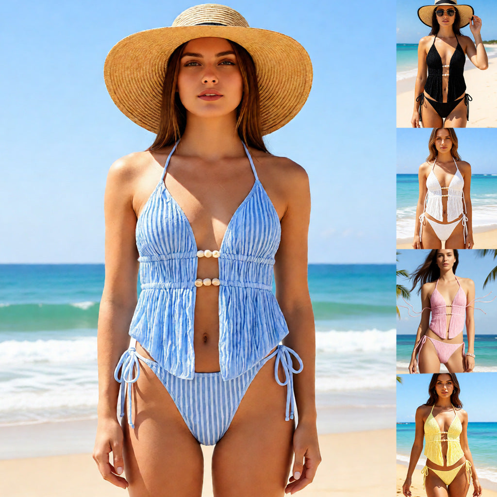 Damen Hochwertiger Ripp-Bikini mit verstellbaren Trägern R&B