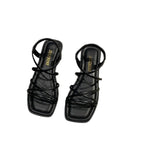 Damen elegante Riemensandalen mit gekreuztem Schnürdesign EB