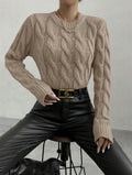 Damen Grobstrick Pullover mit Zopfmuster