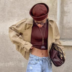 Damen modische Kurzjacke im minimalistischen Design mit lässigem Schnitt und praktischen Details R&B