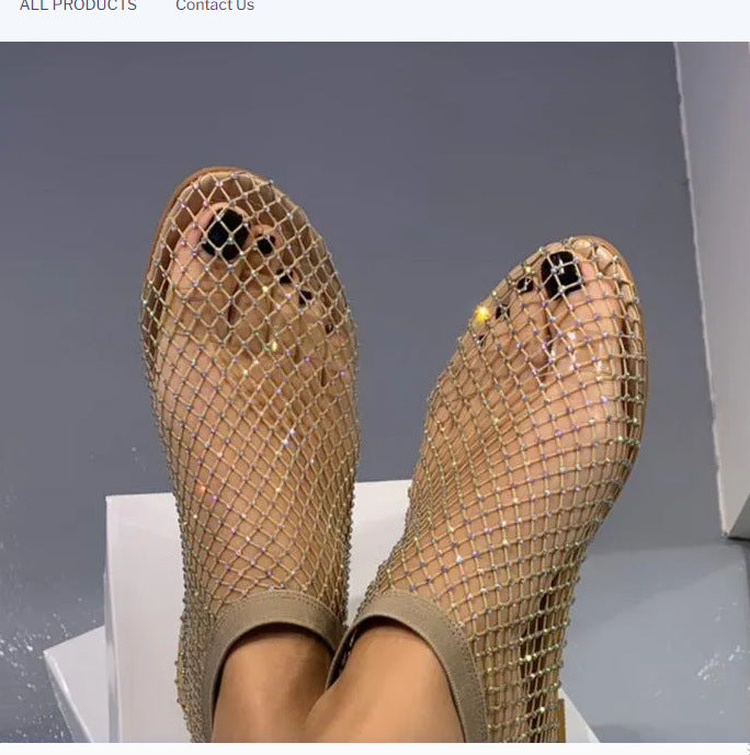 Damen Netz-Sneaker mit funkelnden Akzenten und offenem Zehenbereich R&B