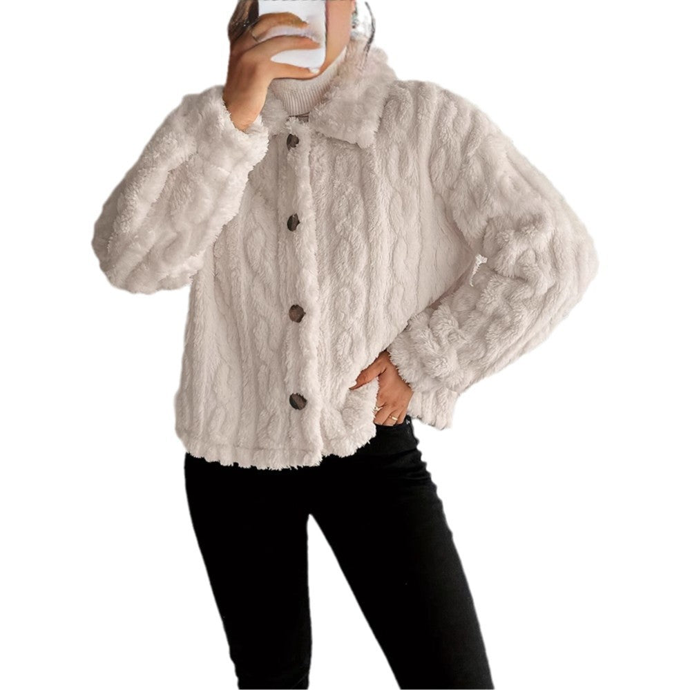 Damen Plüsch-Steppjacke mit hohem Kragen R&B