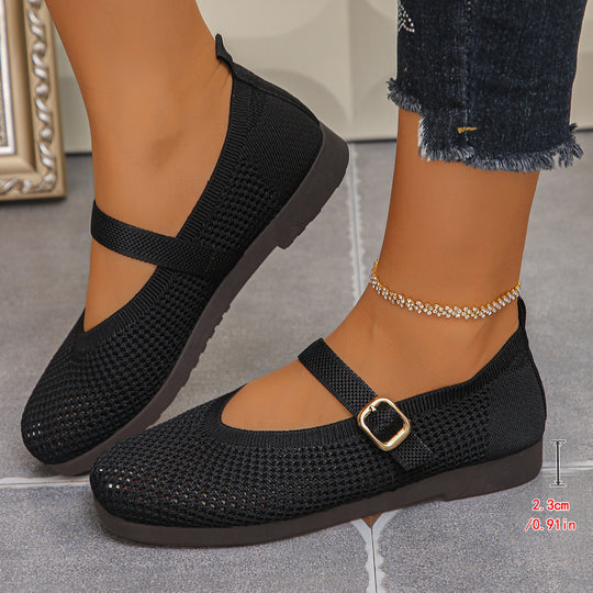 Damen Bequeme und atmungsaktive Ballerinas mit dekorativem Riemen R&B