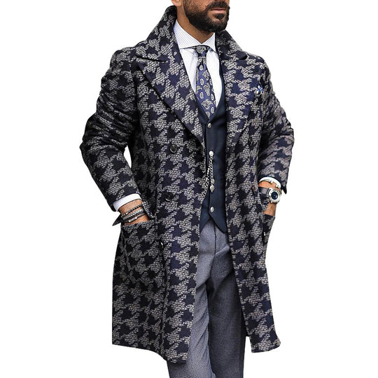 Herren eleganter Mantel im Hahnentrittmuster R&B