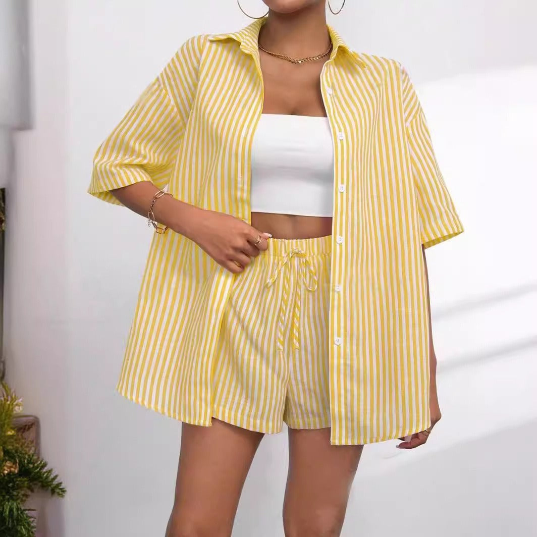 Damen lässiges Hemd und Shorts Set R&B