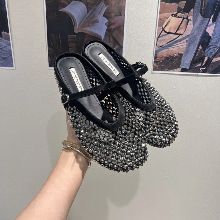 Damen Glitzernde Ballerinas mit verstellbarem Riemchen und komfortablem Fußbett R&B