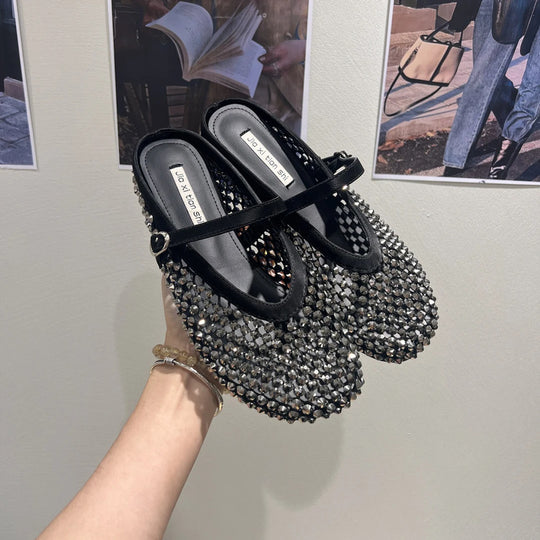 Damen Glitzernde Ballerinas mit verstellbarem Riemchen und komfortablem Fußbett R&B