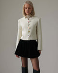 Damen Figurbetonte Jacke mit einzigartigem Knopfdesign R&B