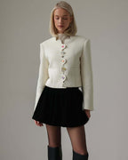 Damen Figurbetonte Jacke mit einzigartigem Knopfdesign R&B
