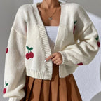 Damen Strickjacke mit floralem Kirschmotiv R&B