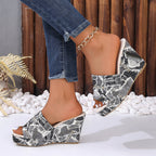 Damen Wedge-Sandalen mit Denim-Obermaterial und atmungsaktiver Sohle R&B