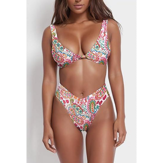 Damen Hochtaillierter Bikini mit verstellbaren Trägern R&B