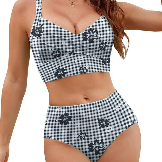Damen Bikini-Set mit hohem Bund und dekorativem Knotendesign R&B
