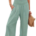 Damen weite Leinenhose mit elastischem Bund R&B