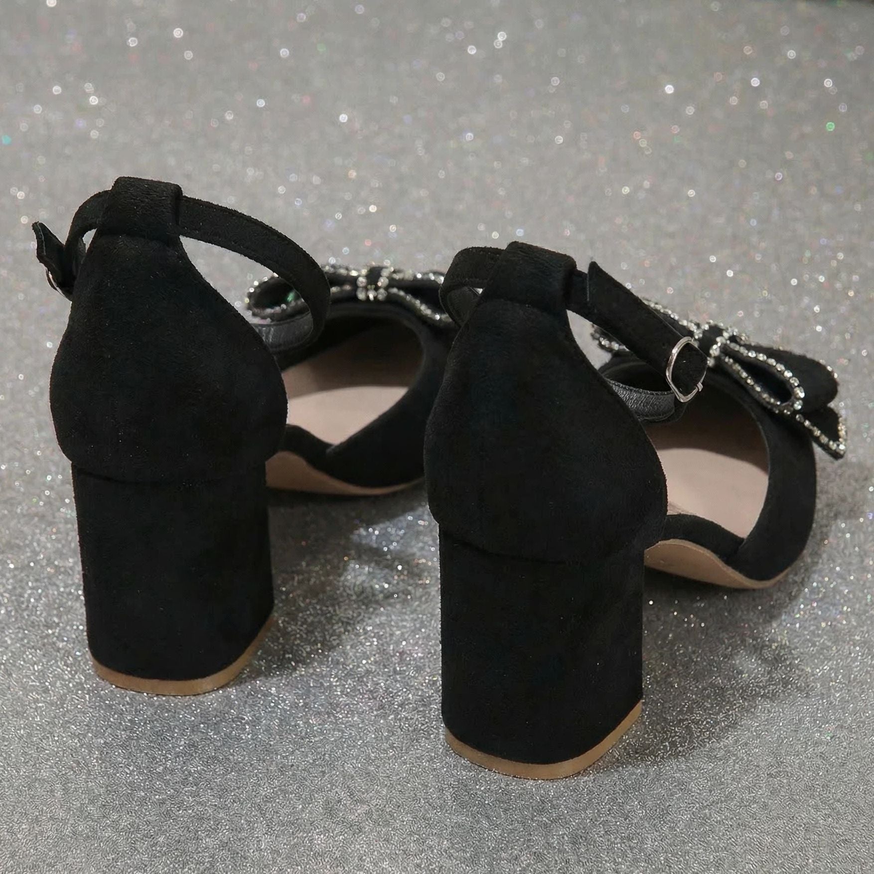 Damen elegante Slingback-Pumps mit funkelnden Schleifendetails R&B