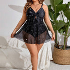 Damen Strandkleid mit raffinierten Sternenmuster und eingearbeitetem Unterrock R&B
