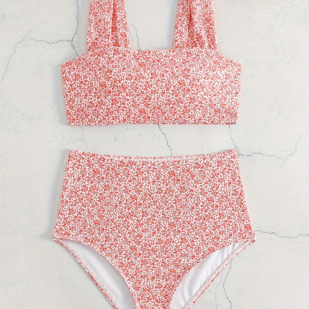 Damen Hochtailliertes Bikiniset mit floralem Muster R&B