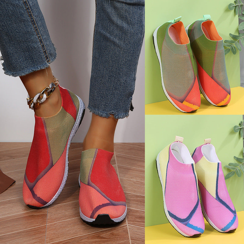 Damen Slip-On Sneakers mit atmungsaktiver Strick-Oberfläche und rutschfester Sohle R&B