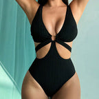 Damen Einteiler Badeanzug mit modischem Cut-Out und asymmetrischem Design R&B