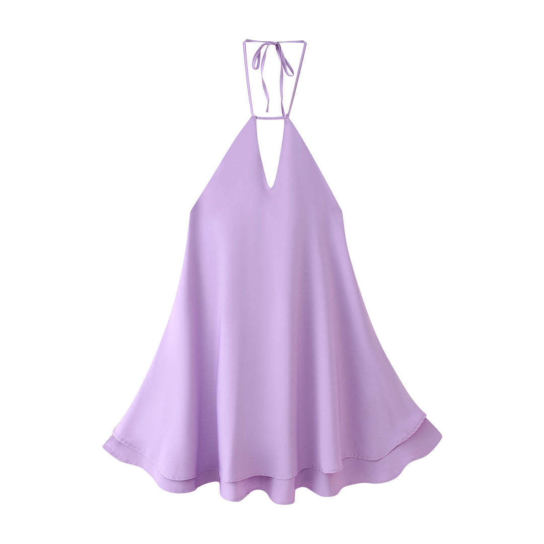 Damen luftiges Chiffonkleid mit tiefem V-Ausschnitt und verstellbaren Trägern R&B