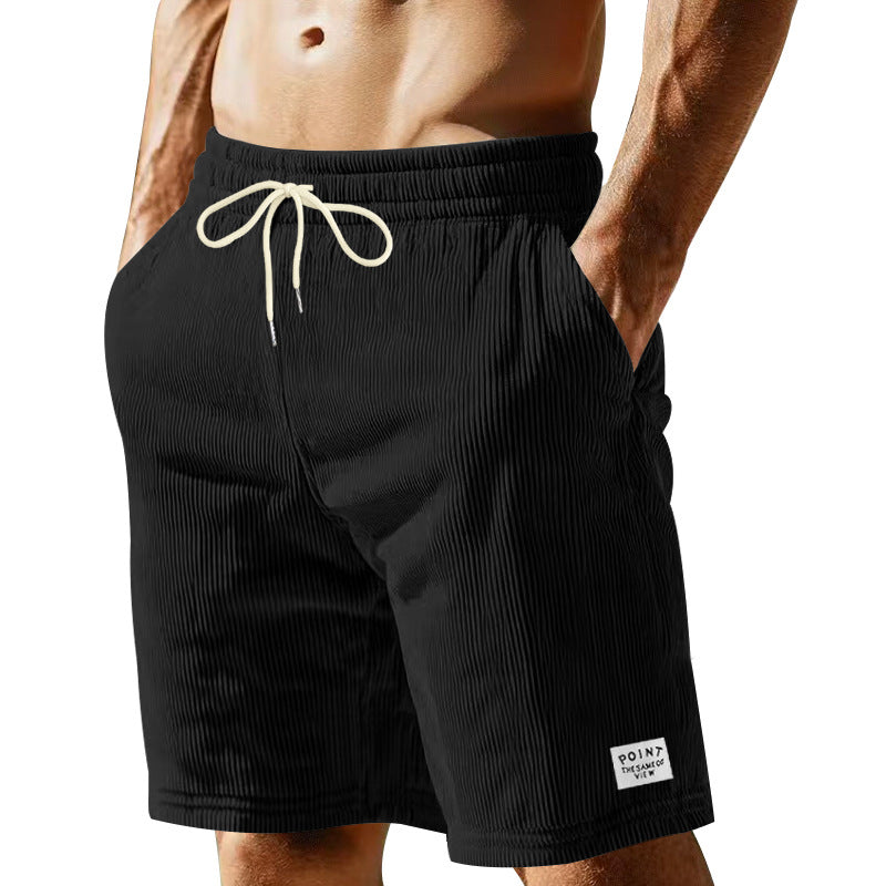 Herren nan knielange Lounge-Shorts im Rippenstrukturjersey mit elastischem Kordelzugbund und aufgesetzten Eingrifftaschen R&B